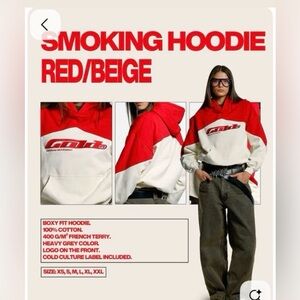 Cold Culture SMOKING HOODIERED/BEIGE Size XS